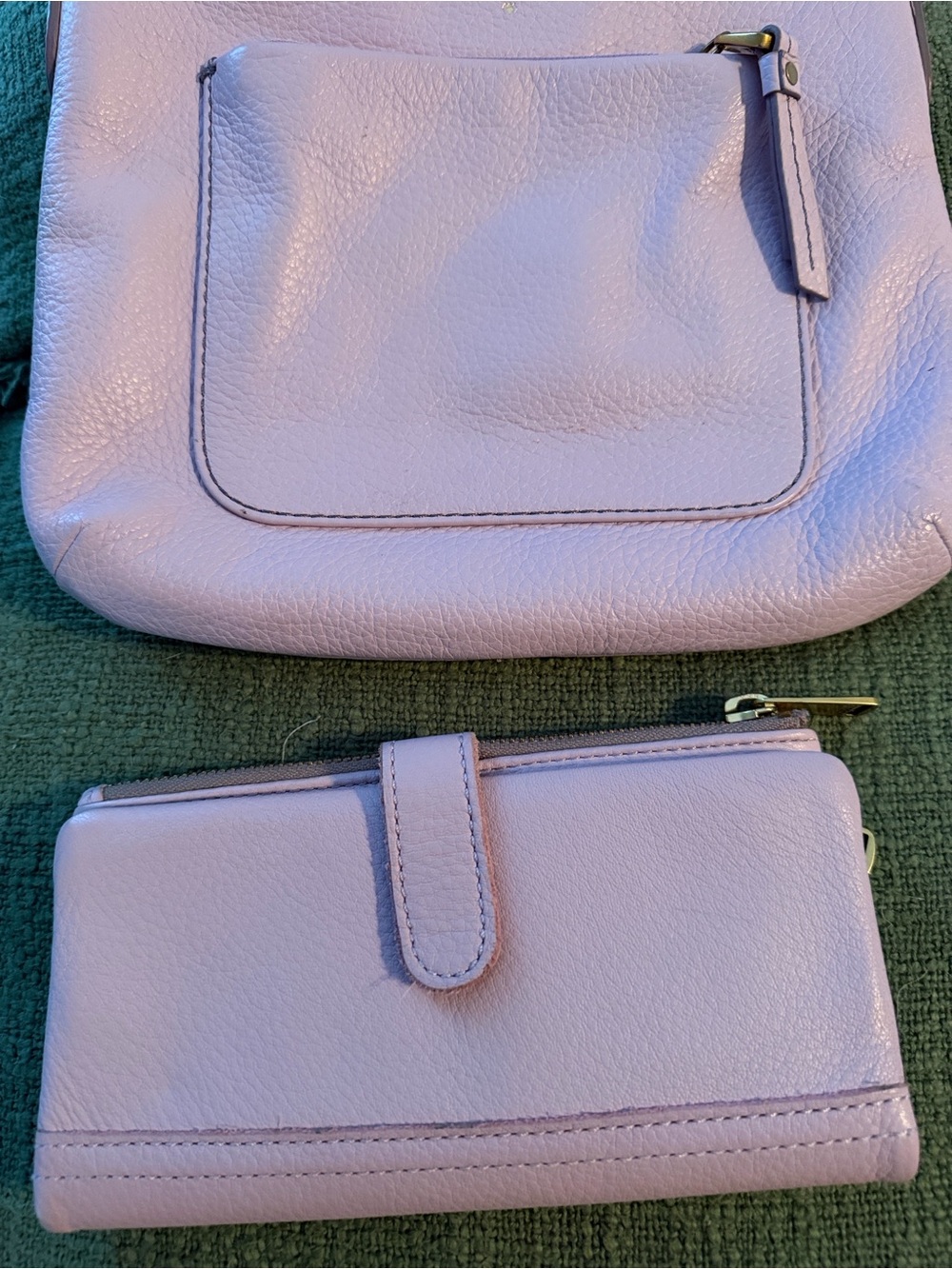 Fossil Soft Lilac Pebble Leather Crossbody Bag and matching wallet